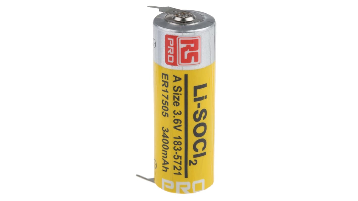 Batteria A RS PRO, Litio cloruro di tionile, 3.6V, 3.4Ah, terminale standard