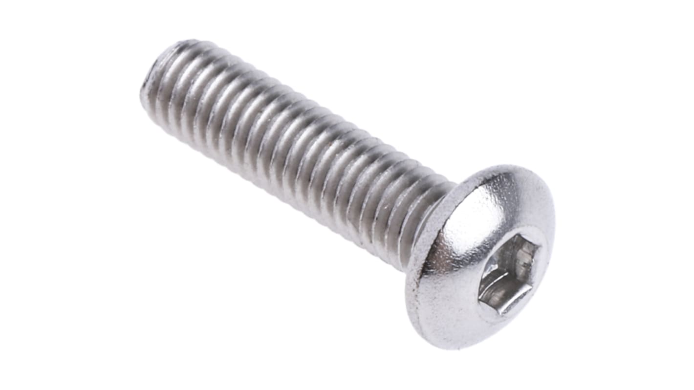 RS PRO M3 x 12mm Hex Socket Button Screw Stainless Steel