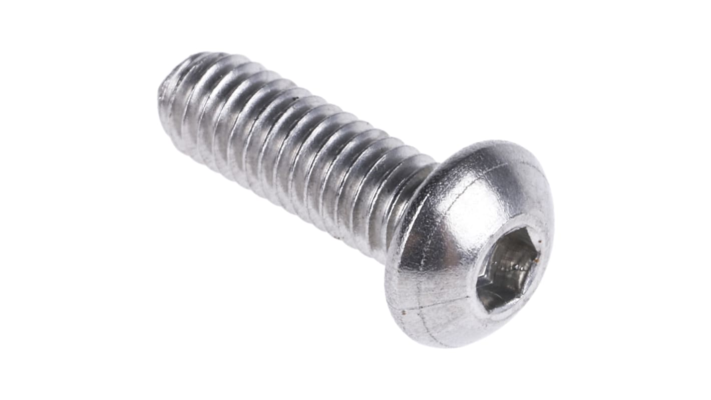 RS PRO M4 x 12mm Hex Socket Button Screw Stainless Steel