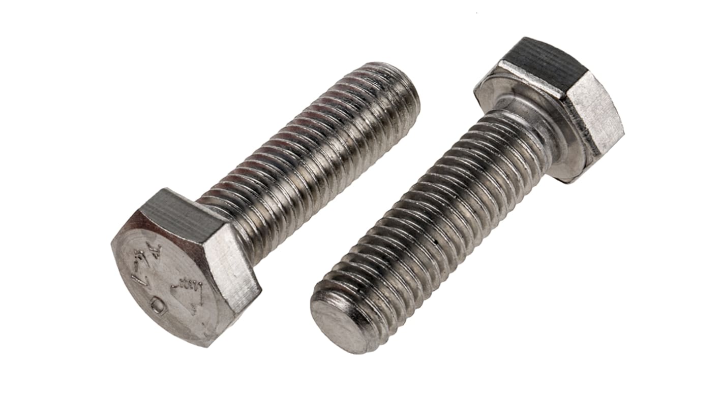 RS PRO Plain Stainless Steel Hex, Hex Bolt, M12 x 40mm