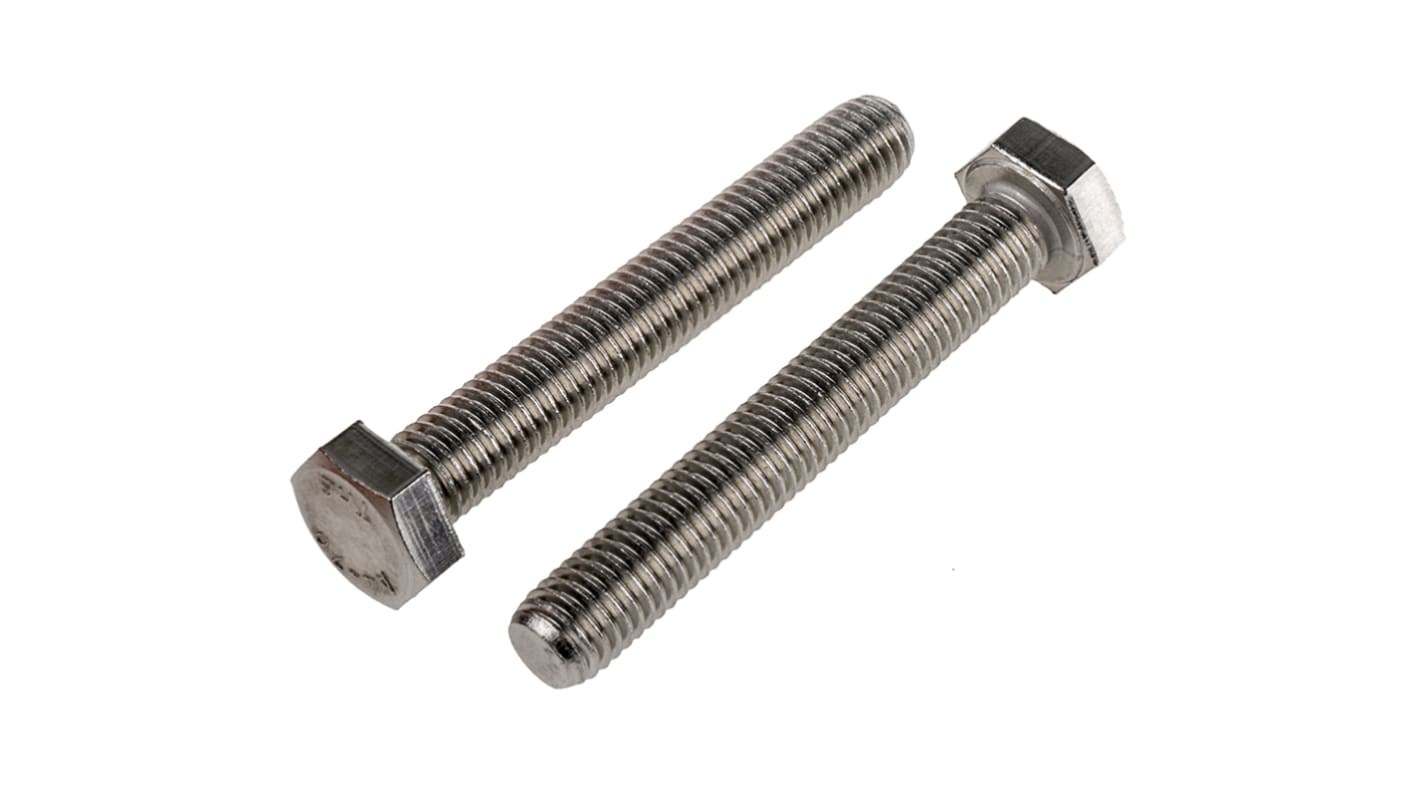 RS PRO Plain Stainless Steel Hex, Hex Bolt, M12 x 80mm