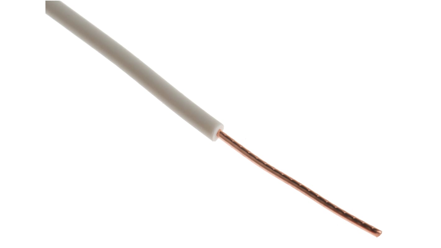 Przewód montażowy 0,5 mm2 Biały RS PRO PVC dł. 100m 1/0,8 mm +85°C