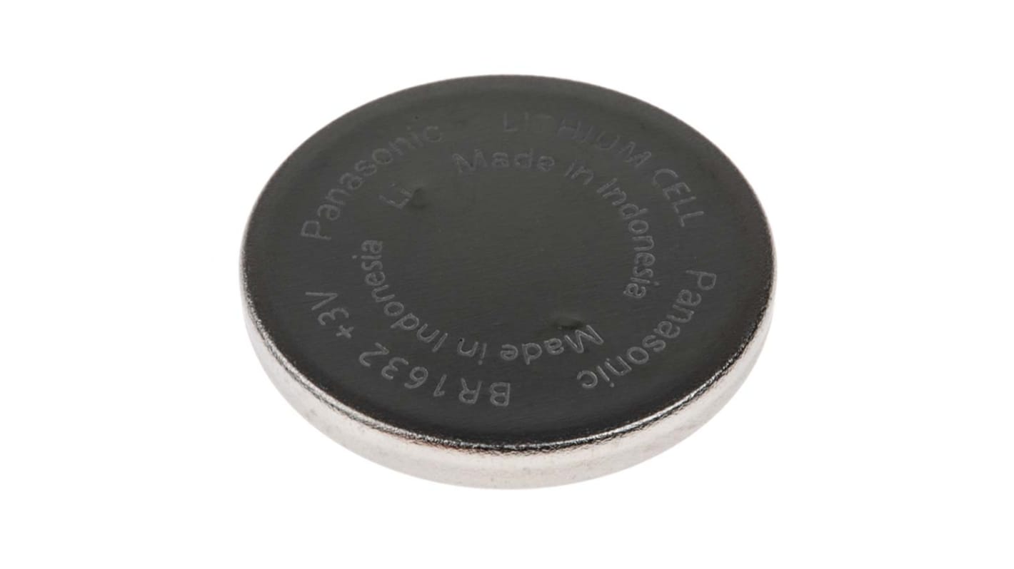 Batteria a bottone Panasonic BR1632, Litio polifloruro di carbonio, 3V, 120mAh, terminale Standard