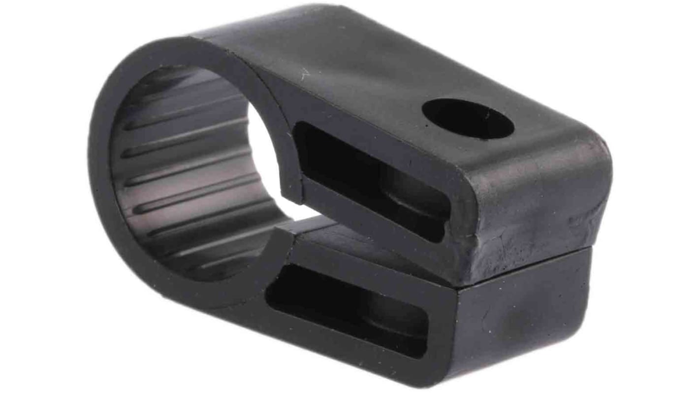 RS PRO Black PE Cable Clip, 15.2mm Max. Bundle