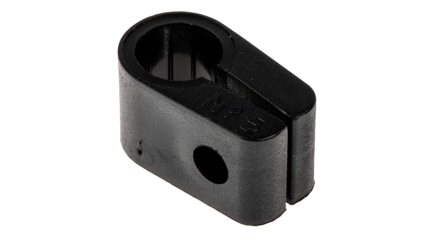 RS PRO Black PE Cable Clip, 12.7mm Max. Bundle