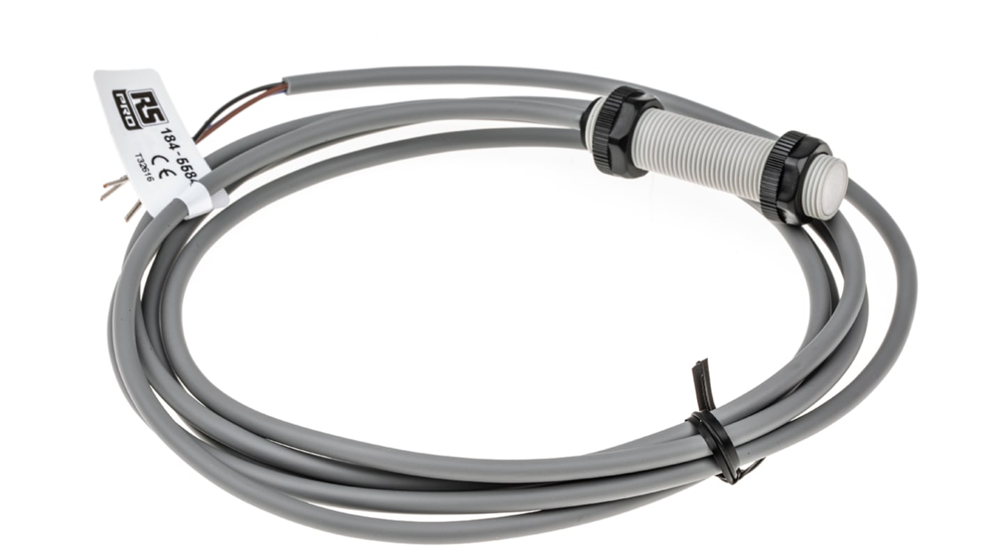 RS PRO Capacitive Barrel-Style Proximity Sensor, M12 x 1, 2 mm Detection, PNP Output, 10 → 30 V dc, IP67