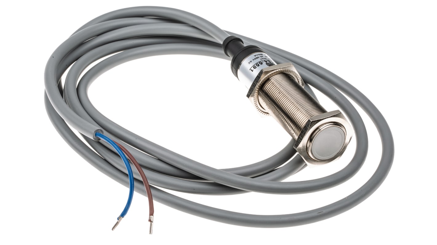 RS PRO Capacitive Barrel-Style Proximity Sensor, M18 x 1, 5 mm Detection, 20 → 250 V ac, IP67