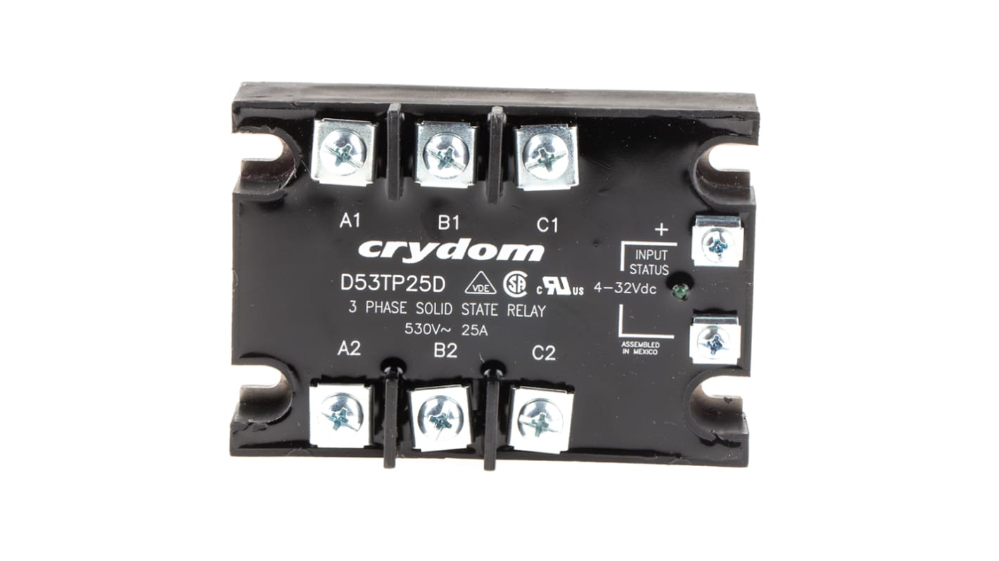 Sensata / Crydom Solid State Relay, 25 A rms Load, Panel Mount, 530 V rms Load, 32 V dc Control