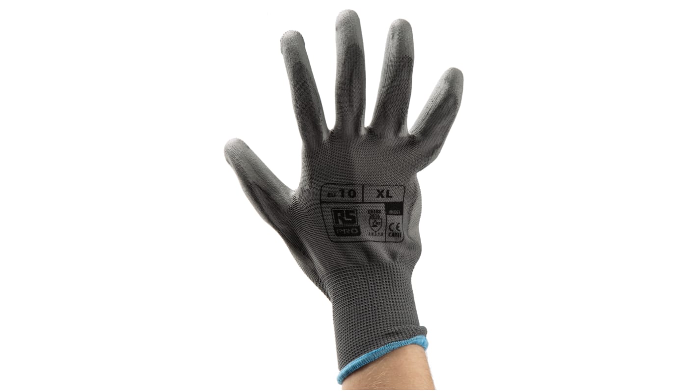 Gants de manutention RS PRO taille 10, Résistance abrasion/ déchirure, Gris