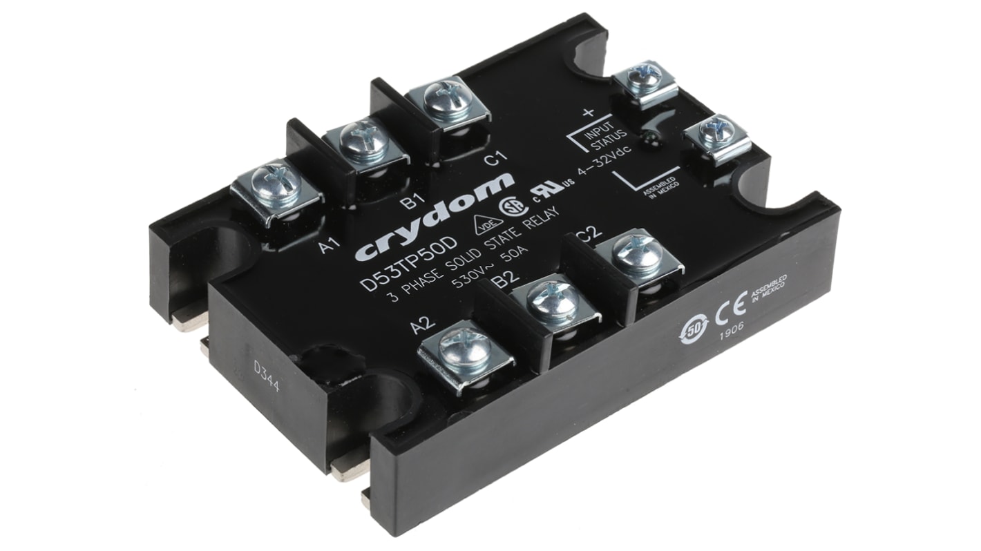 Sensata / Crydom Solid State Relay, 50 A rms Load, Panel Mount, 530 V rms Load, 32 V Control