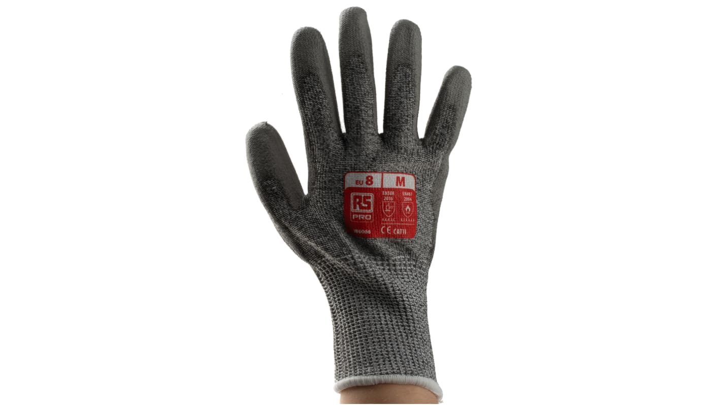 Gants de manutention RS PRO taille 8, Résistant à l'abrasion/ coupures/ chaleur, 1 Paire, Gris