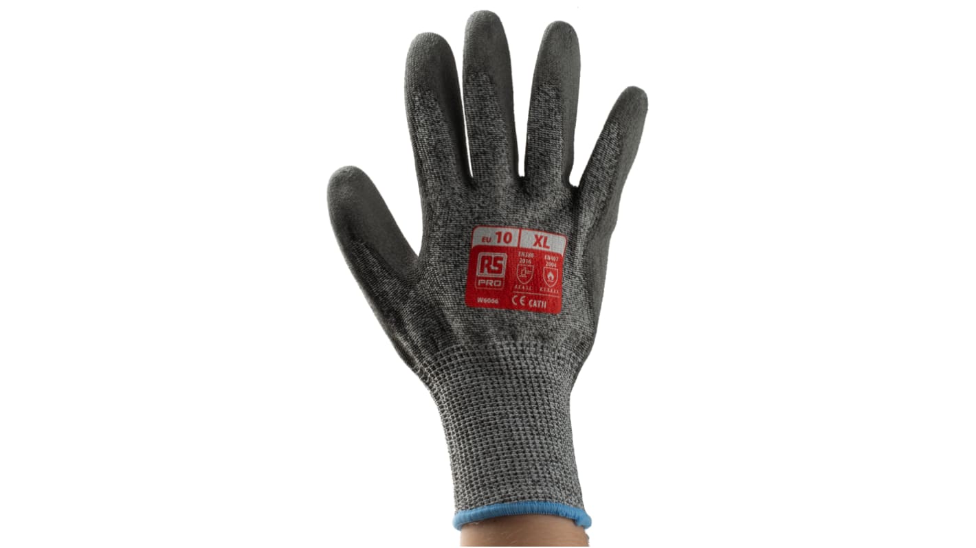 Gants de manutention RS PRO taille 10, XL, Résistant à l'abrasion/ coupures/ chaleur, Gris