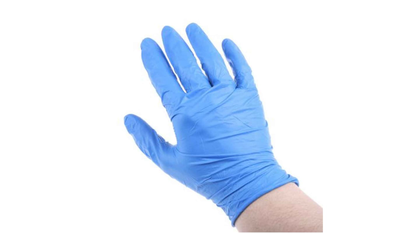 RS PRO Blue Powder-Free Nitrile Disposable Gloves, Size 9, Large, Food Safe