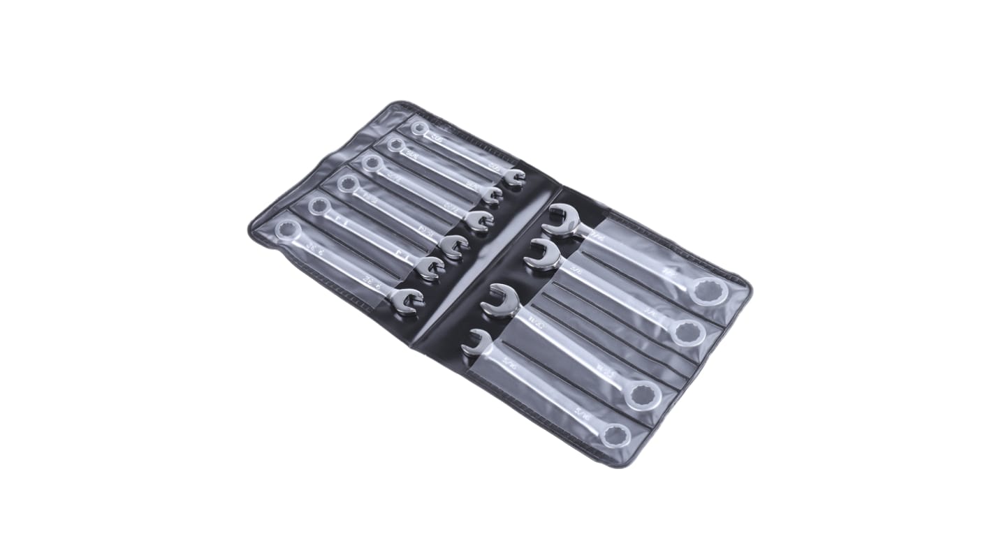 RS PRO 10-Piece Spanner Set, 5/32 → 3/8 in, Carbon Steel