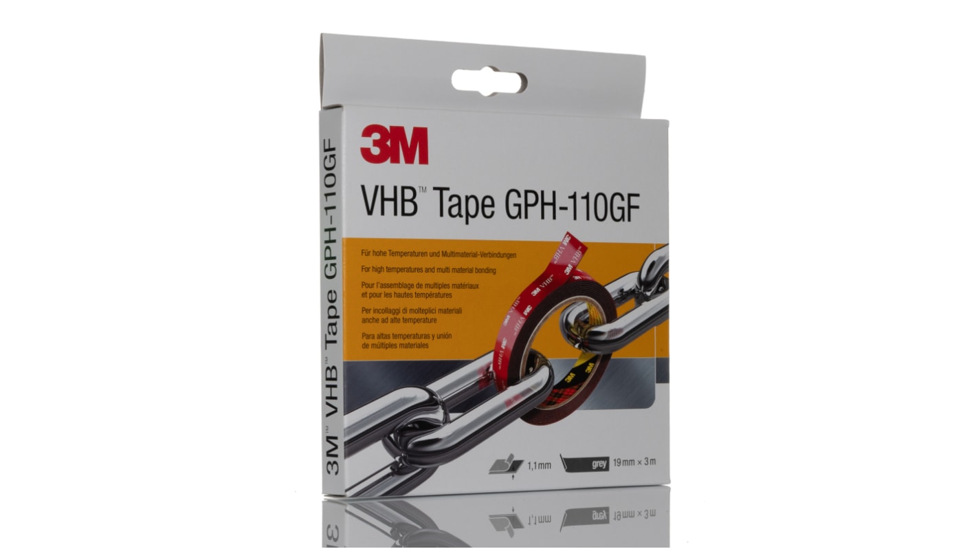 3M GPH-110GF, VHB™ Grey Foam Tape, 19mm x 3m, 1.1mm Thick