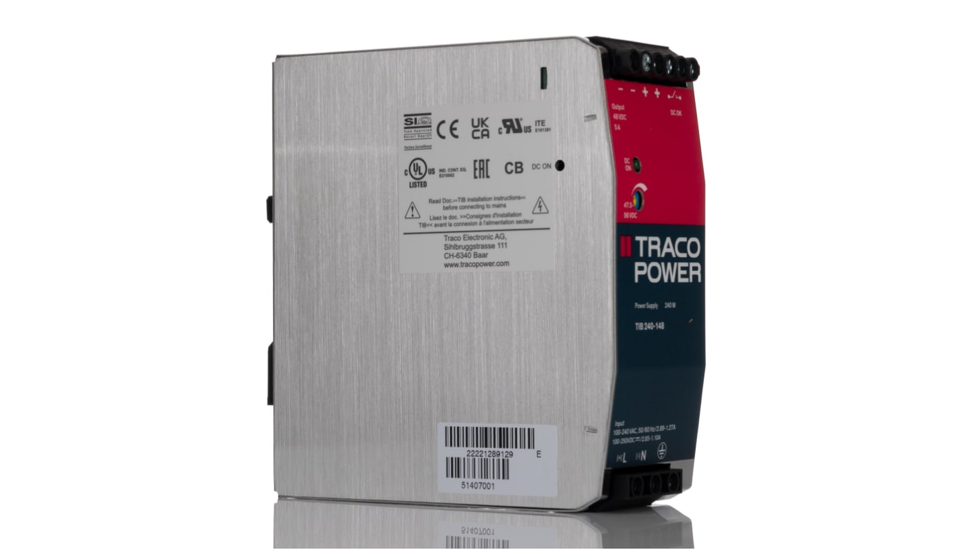 Alimentation pour rail DIN TRACOPOWER, série TIB 240, 48V c.c.out 5A, 240W