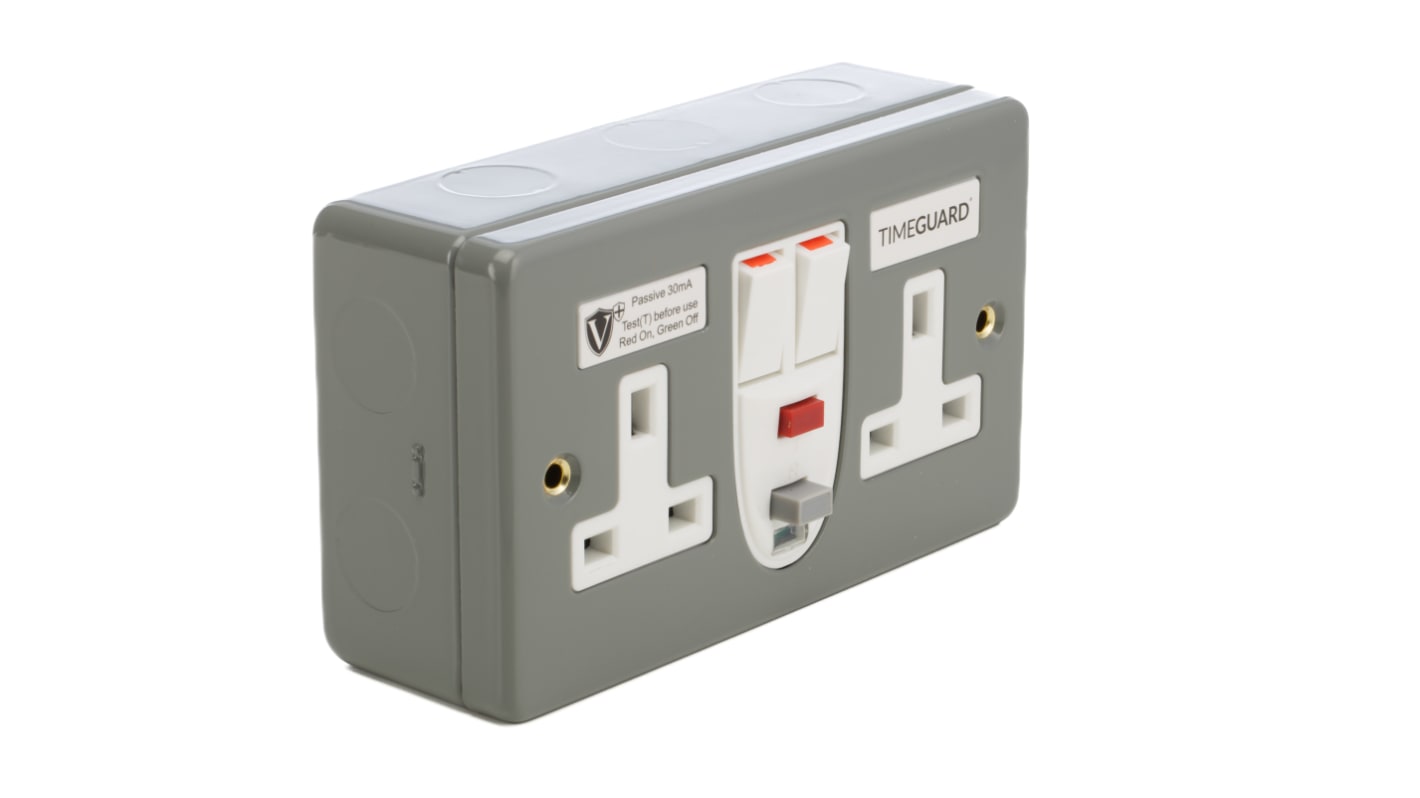 Timeguard 2 Gang RCD Doppelsteckdose TFP06WL Passiv 13 AMP 30MA
