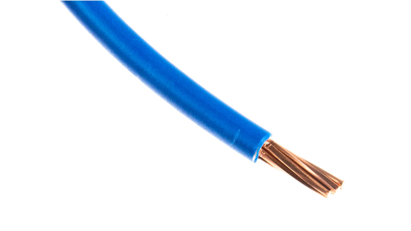 Cable de conexión RS PRO, área transversal 10 mm² Conductos Filamentos del Núcleo 7/1,35 mm Azul, 450 V CC, 750 V CA,