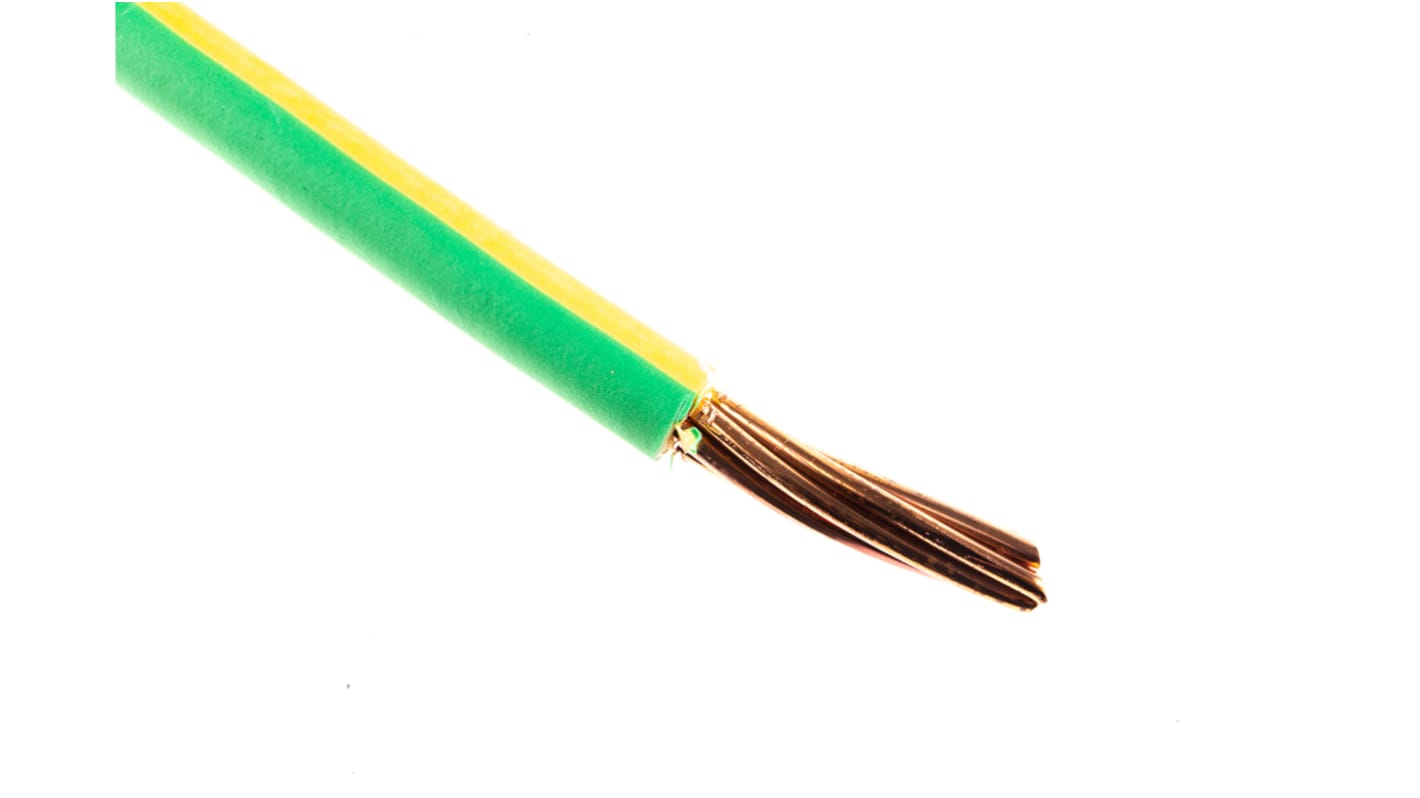 Cable de conexión RS PRO, área transversal 25 mm² Conductos Filamentos del Núcleo 7/2,14 mm Verde/Amarillo, 450 V CC,