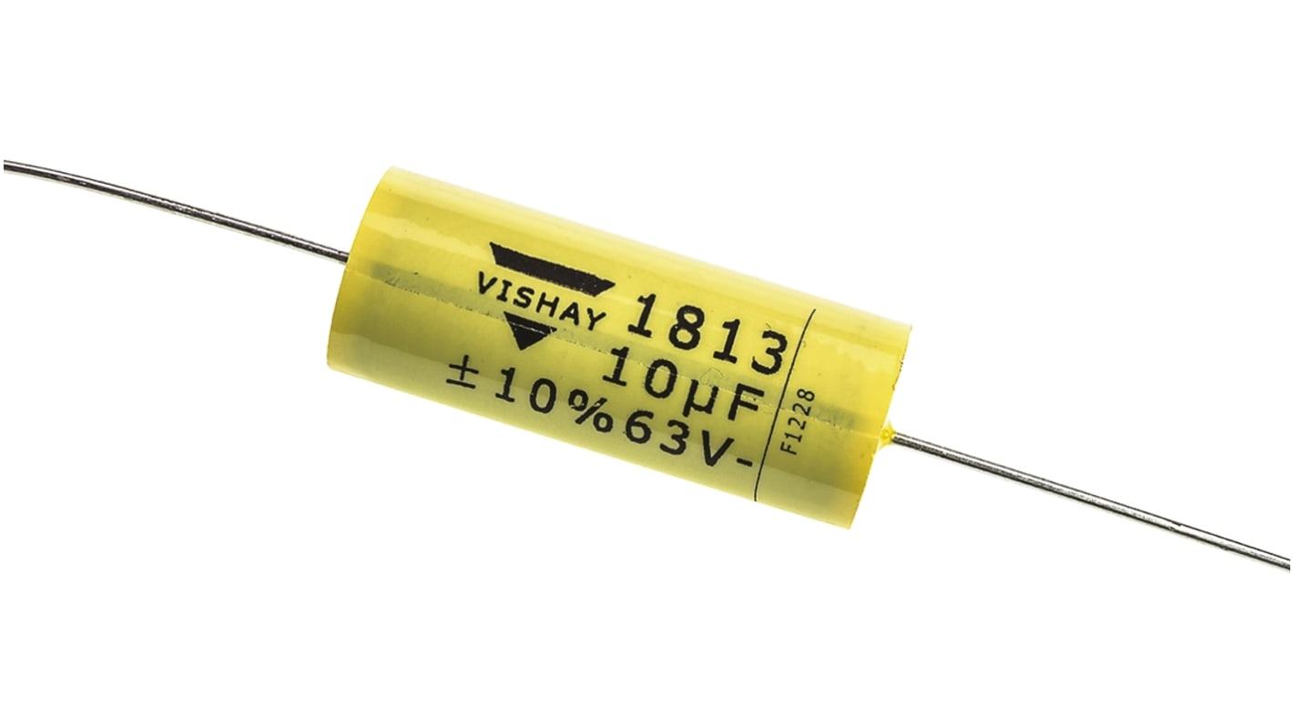 Condensatore a film Vishay, MKT 1813, 10μF, 40 V ac, 63 V dc, ±10%