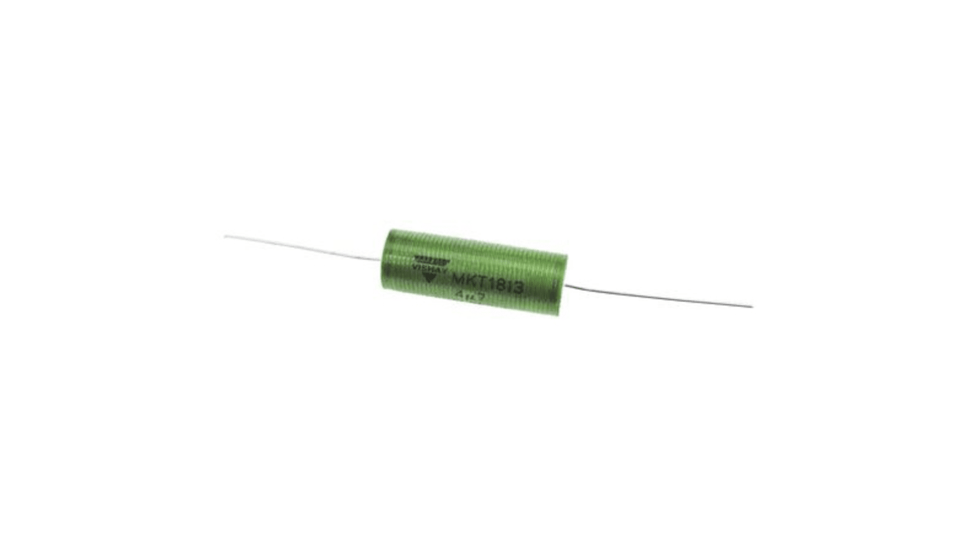 Vishay MKT 1813 Metallised Polyester Film Capacitor, 160 V ac, 250 V dc, ±10%, 4.7μF, Through Hole