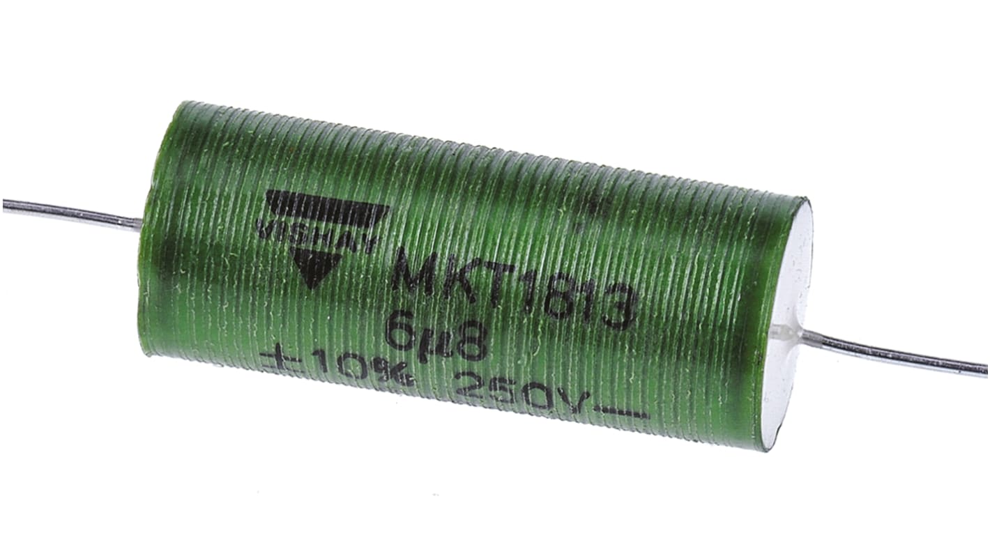 Vishay MKT 1813 Metallised Polyester Film Capacitor, 160 V ac, 250 V dc, ±10%, 6.8μF, Through Hole