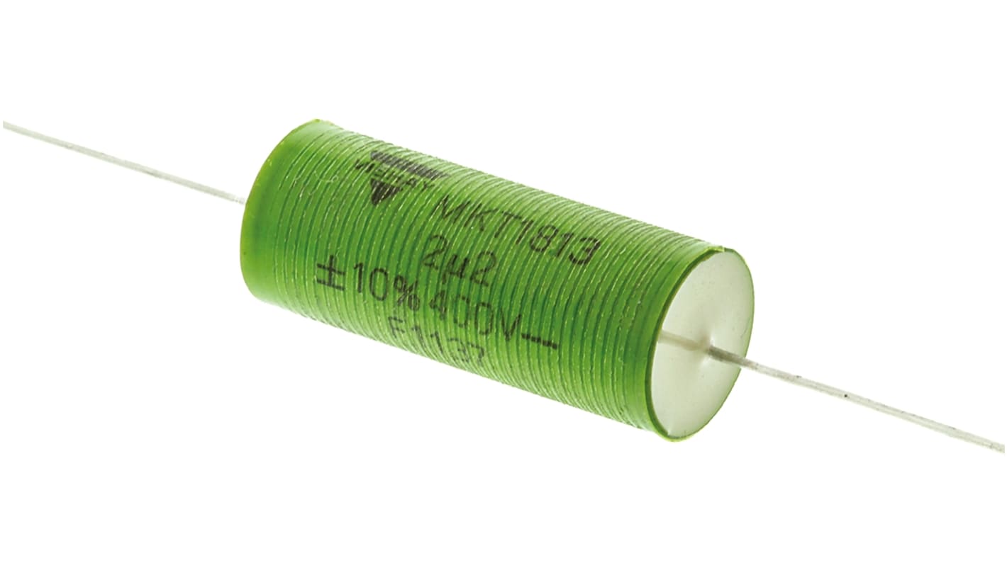 Vishay MKT 1813 Metallised Polyester Film Capacitor, 200 V ac, 400 V dc, ±10%, 2.2μF, Through Hole