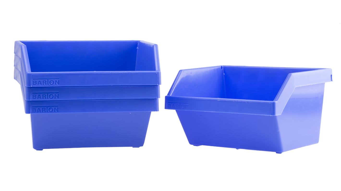 RS PRO PP Storage Bin, 113mm x 198mm, Blue