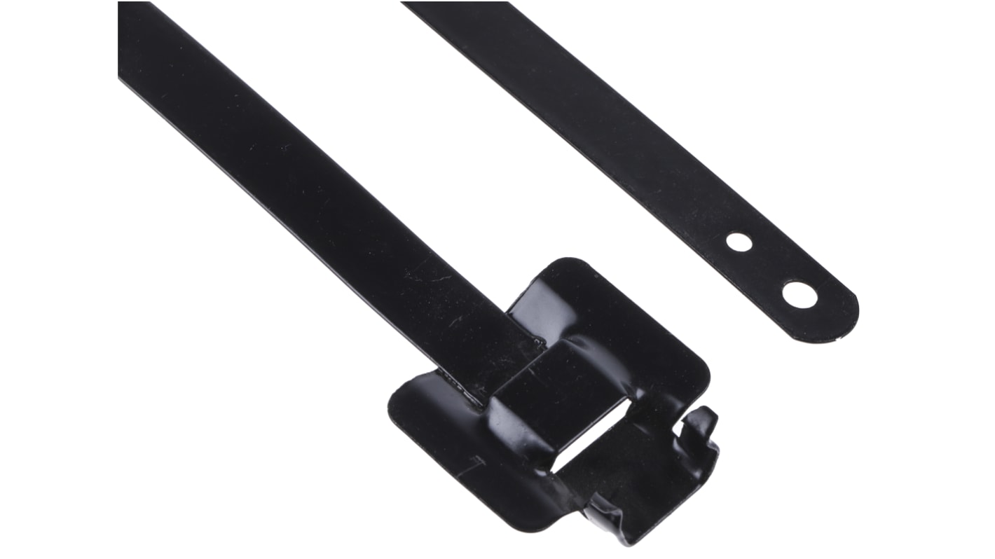 RS PRO Cable Tie, Releasable, 330mm x 10 mm, Black 316 Stainless Steel