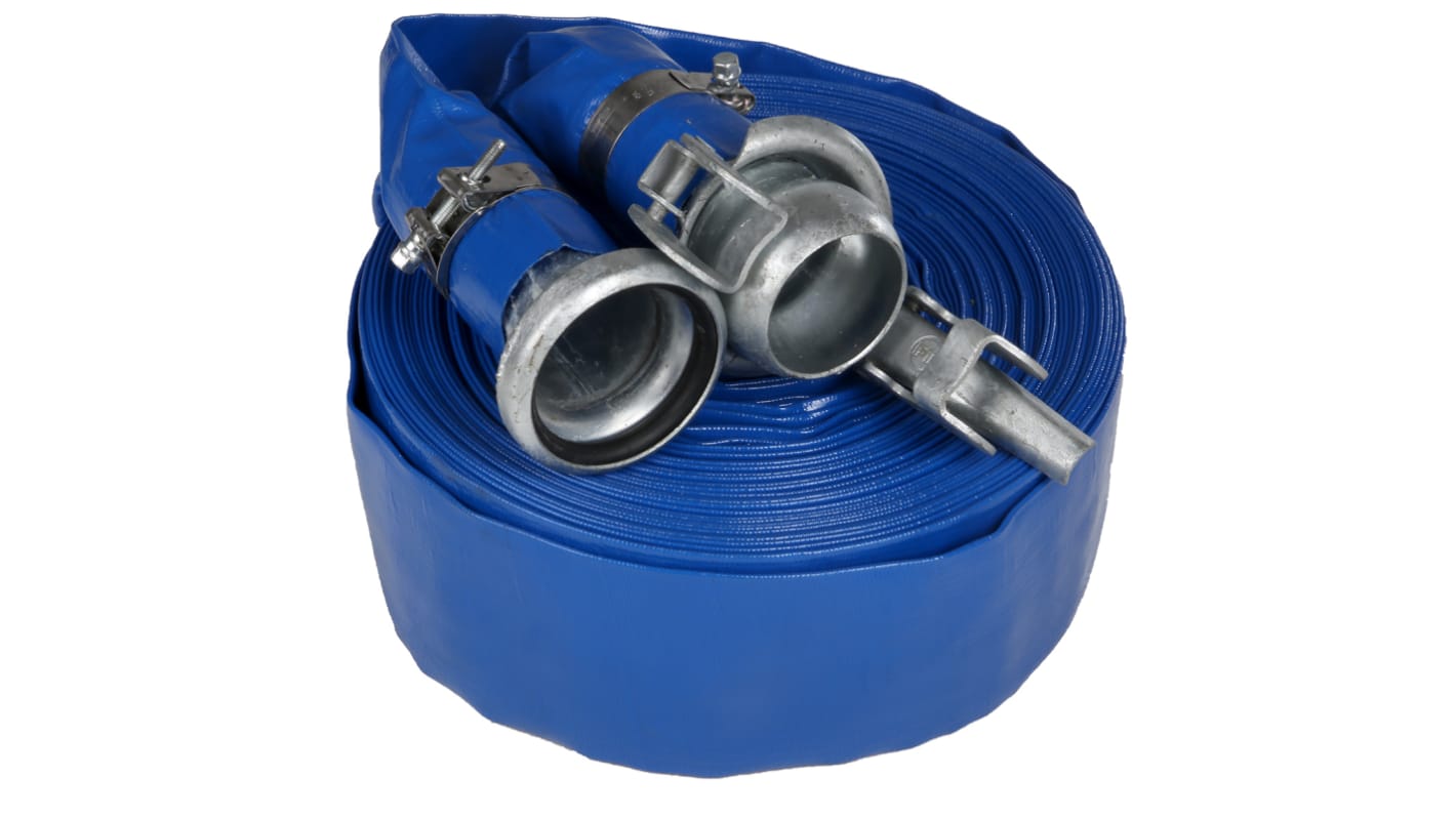 RS PRO Flat roll-up hose with couplings, 3 bar, 25m Long