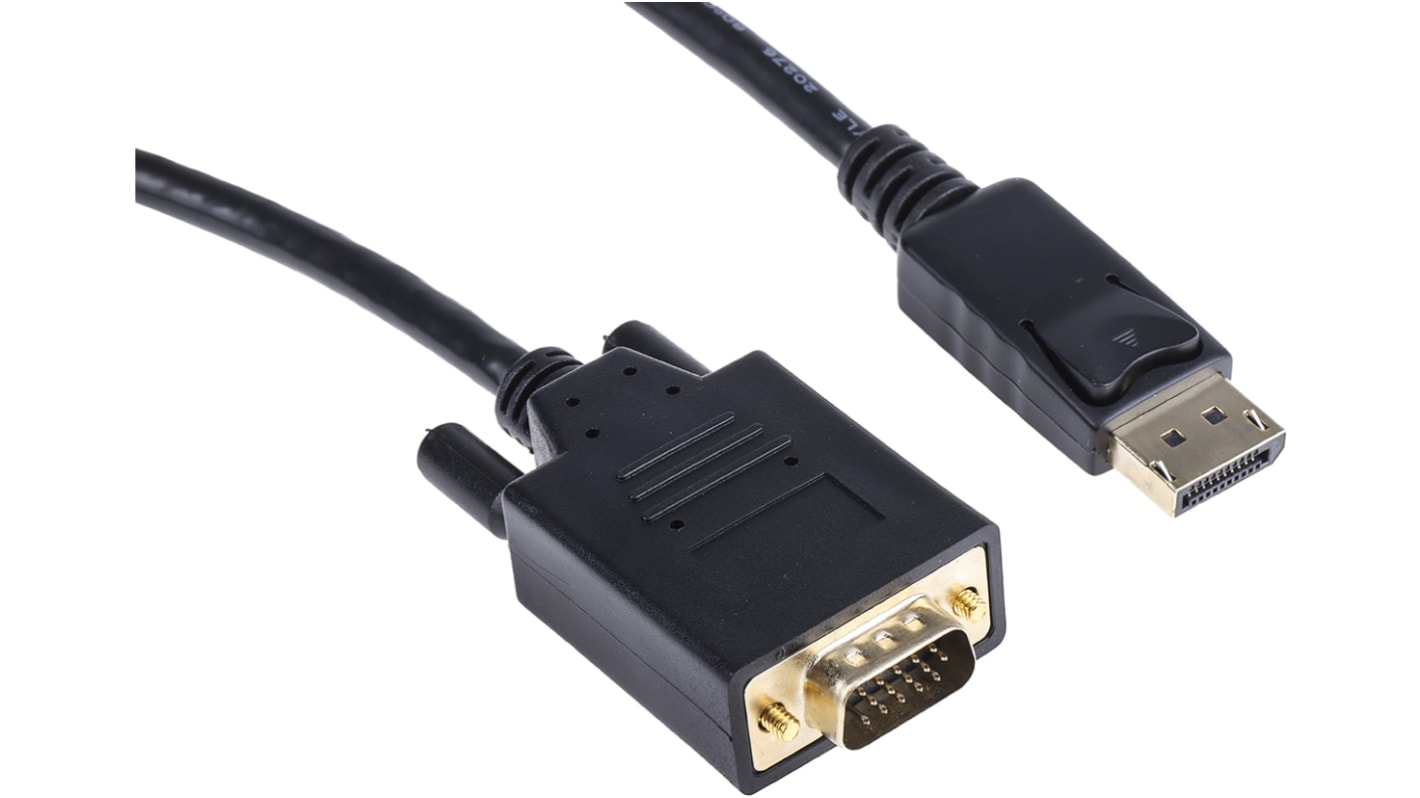 RS PRO Male DisplayPort to Male VGA, PVC  Cable, 1080p, 1m