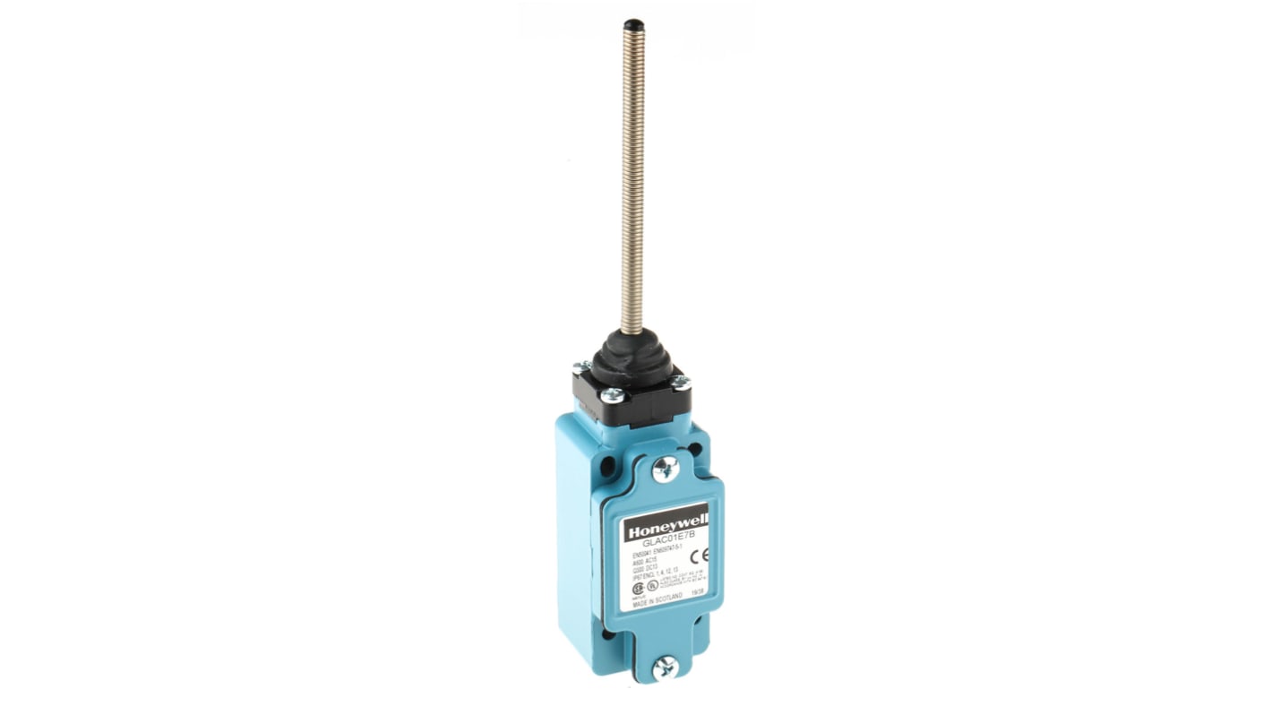 Honeywell GLA Series Coil Spring Limit Switch, NO/NC, IP67, SPDT, Die Cast Zinc Housing, 600V ac Max, 6A Max