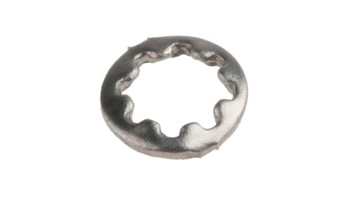 A2 304 Stainless Steel Internal Tooth Shakeproof Washer, M3, DIN 6797J