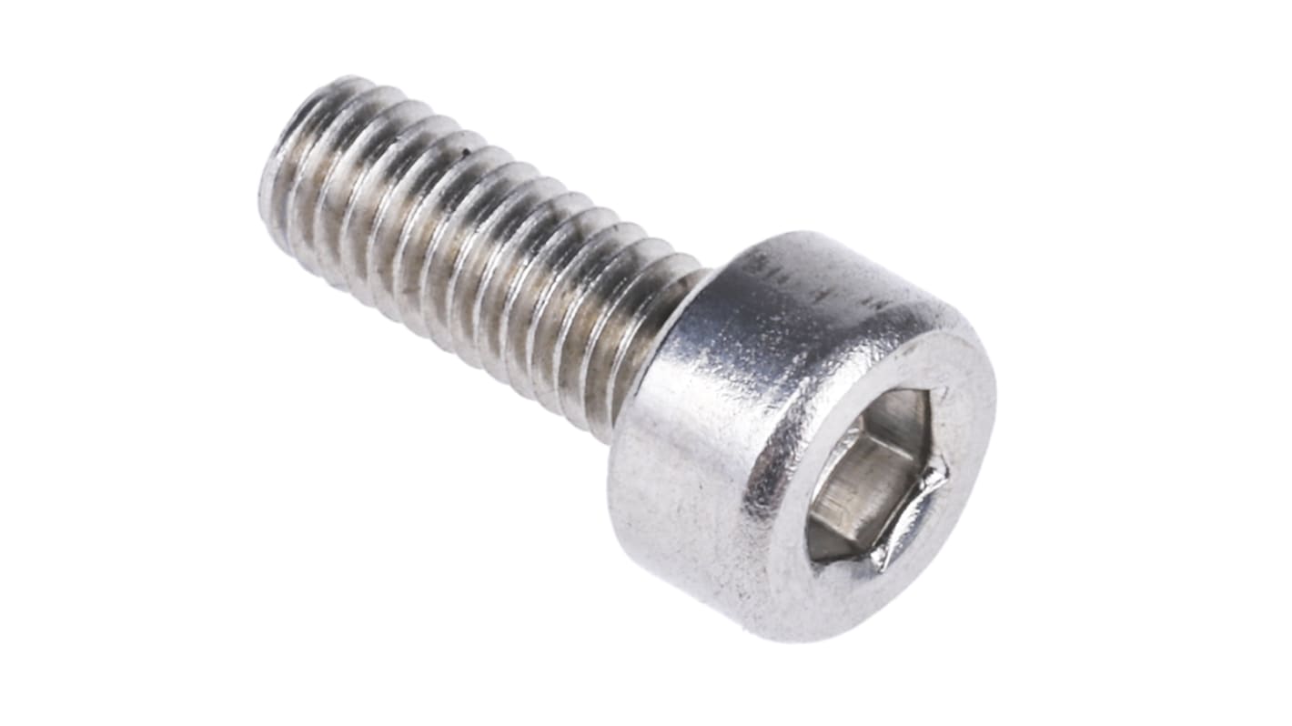 RS PRO Plain Stainless Steel Hex Socket Cap Screw, DIN 912, M3 x 8mm