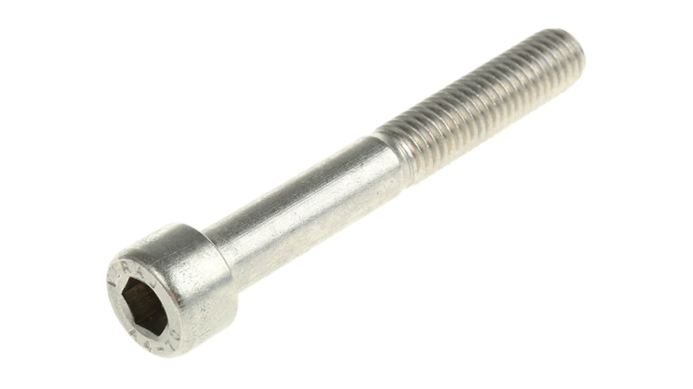 RS PRO Plain Stainless Steel Hex Socket Cap Screw, DIN 912, M8 x 60mm