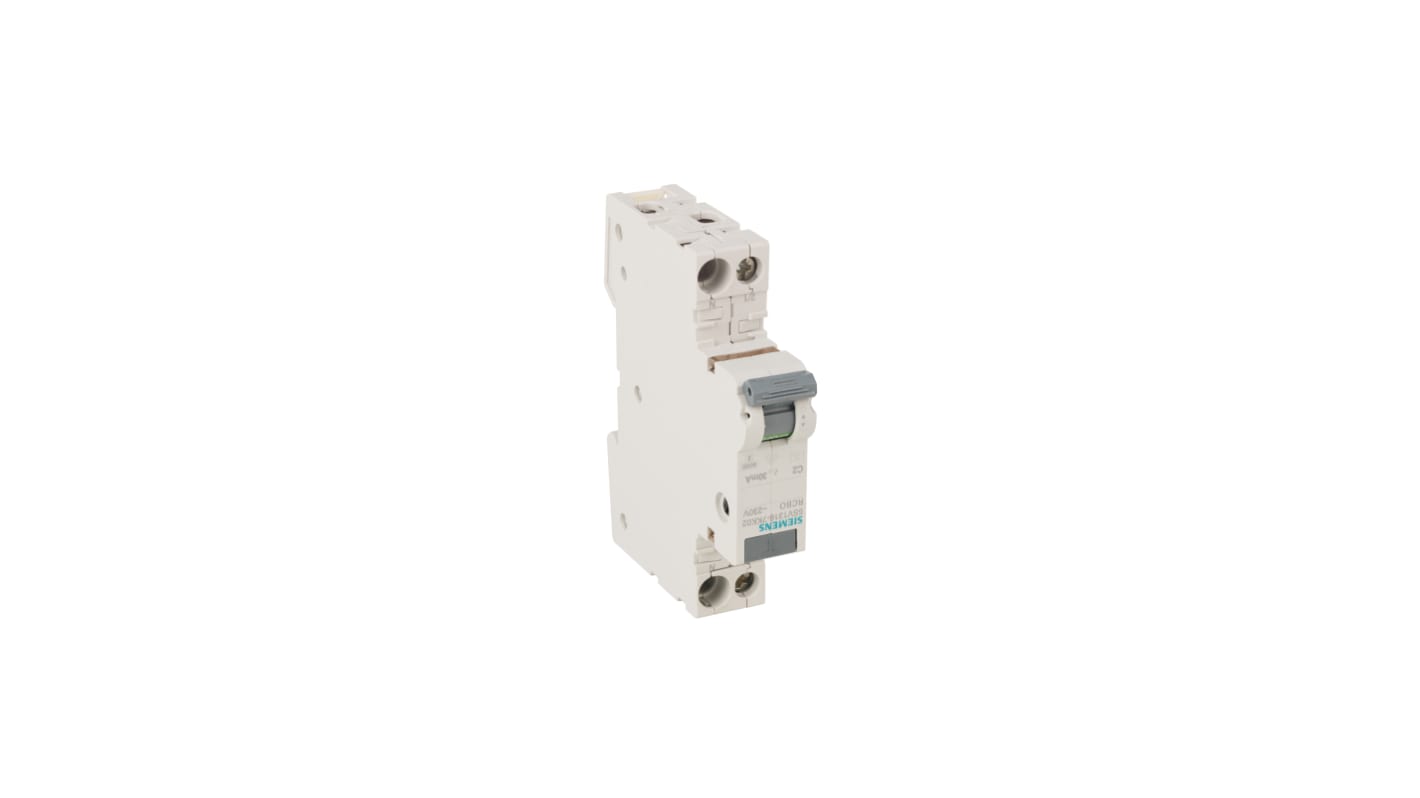 Siemens RCBO, 2A Current Rating, 2P Poles, 30mA Trip Sensitivity, Type C, SENTRON Range