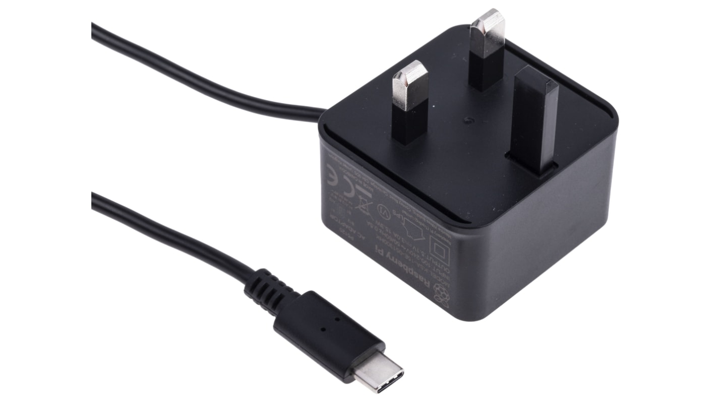 Raspberry Pi Power Supply, USB Type C with UK Plug Type, 1.5m