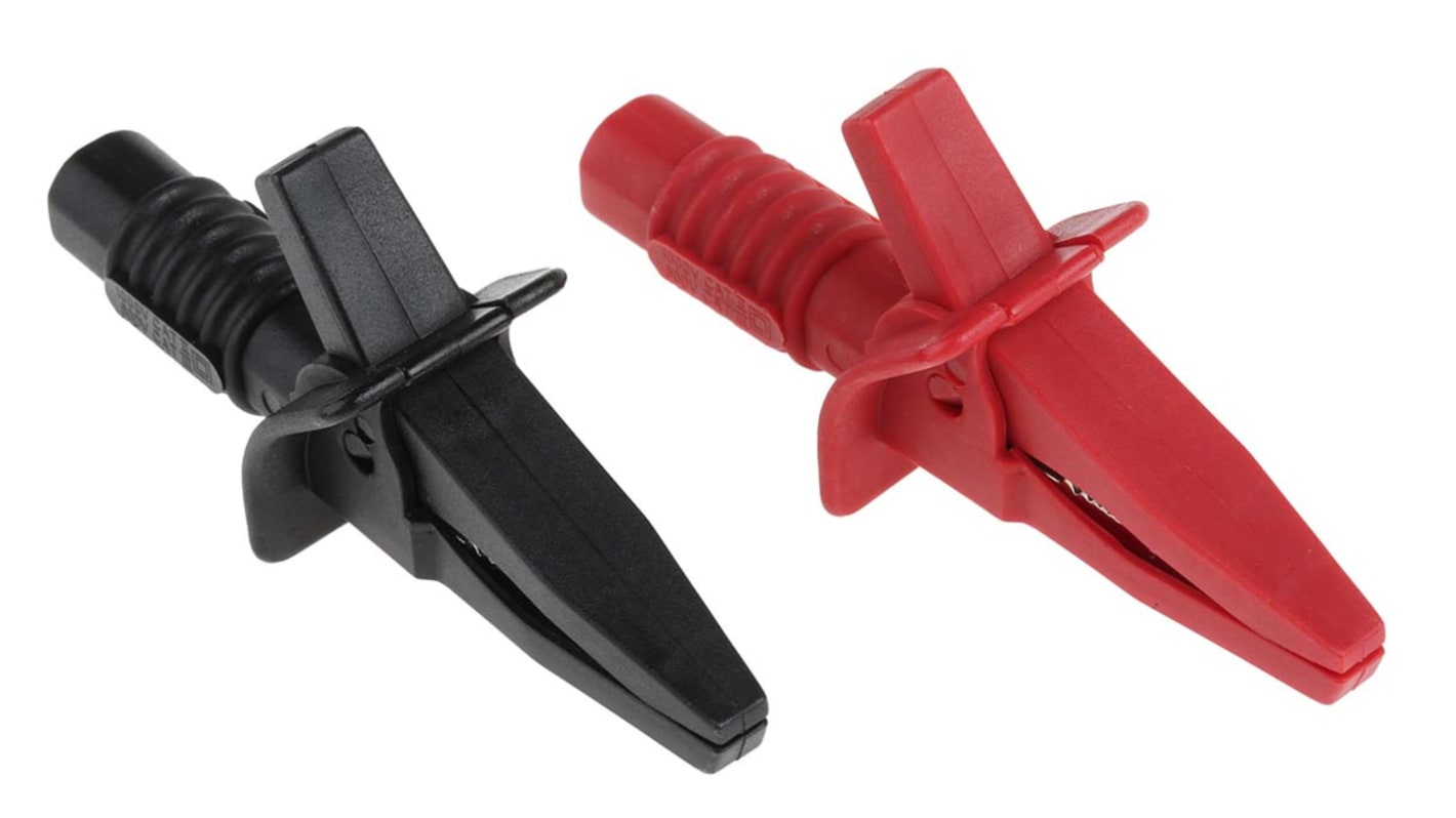 RS PRO Crocodile Clip, 10A, Black, Red