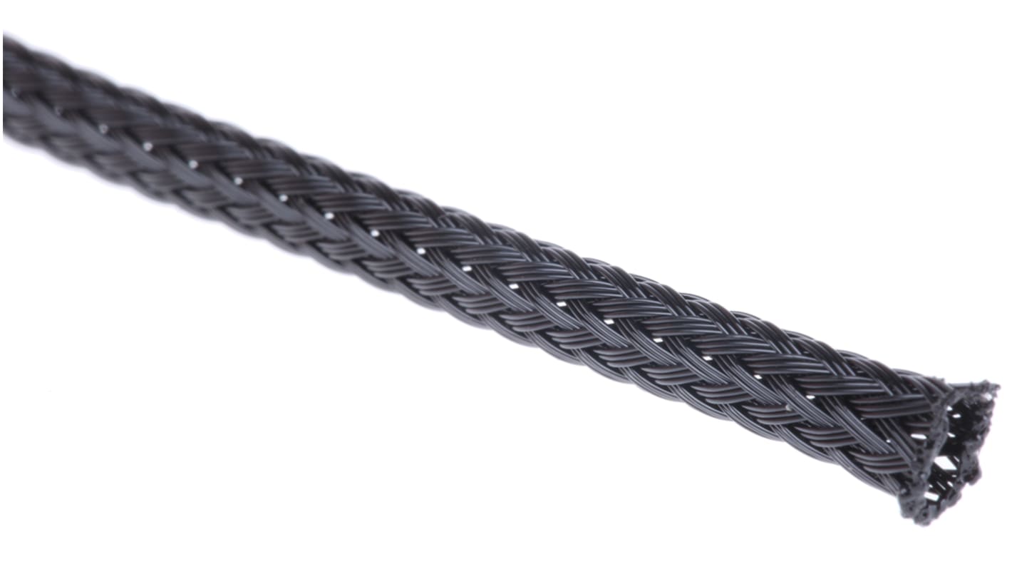 HellermannTyton Expandable Braided PET Black Cable Sleeve, 3mm Diameter, 5m Length, HEGP Series