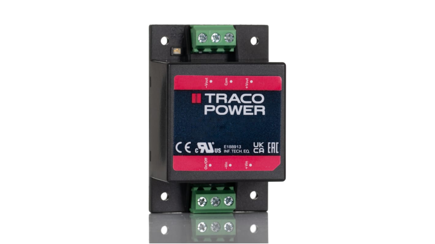 TRACOPOWER TMDC 06 DC-DC Converter, 5.1V dc/ 1.2A Output, 9 → 36 V dc Input, 6W, Chassis Mount, +80°C Max Temp