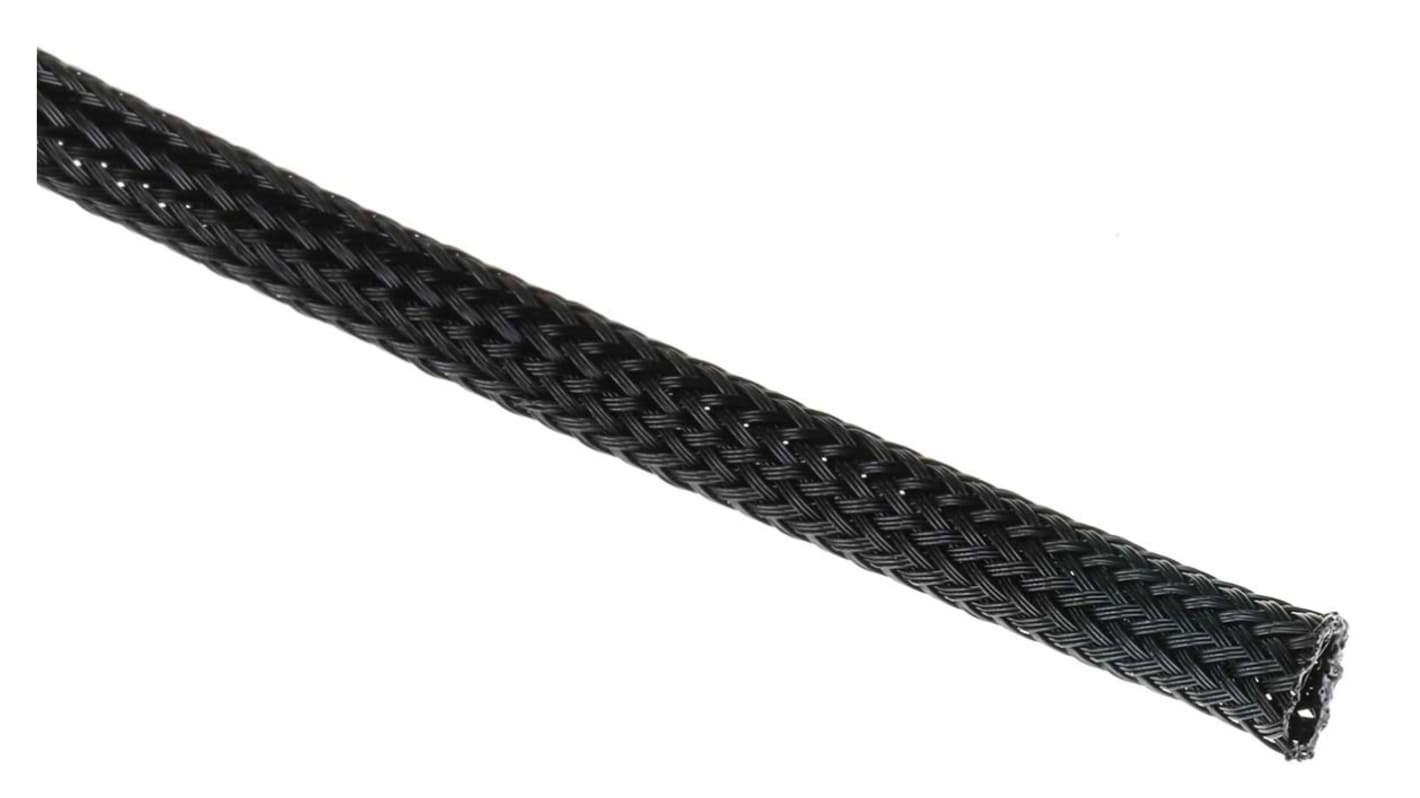 HellermannTyton Expandable Braided PET Black Cable Sleeve, 5mm Diameter, 5m Length