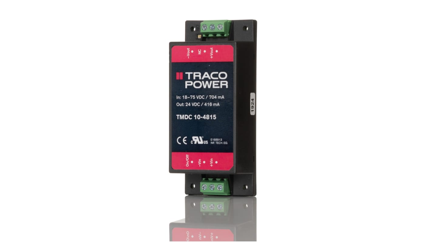 TRACOPOWER TMDC 10 DC/DC-Wandler 10W 48 V dc IN, 24V dc OUT / 416mA Gehäusemontage 3kV dc isoliert