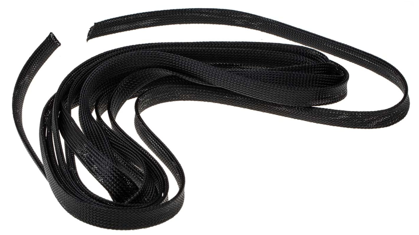 Gaine Tressée 12mm HellermannTyton, Noir en PET, 5m