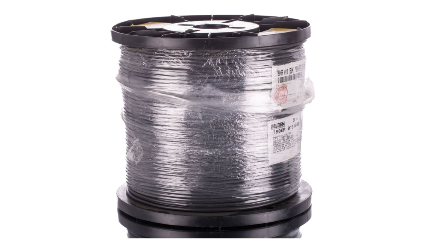 Cable coaxial RG58 Belden, 50 Ω, long. 304.8m, funda de , funda de PVC Negro