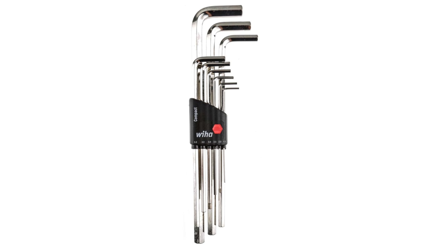 Wiha 9 piece L Shape Metric Hex Key Set, 1.5 → 10mm