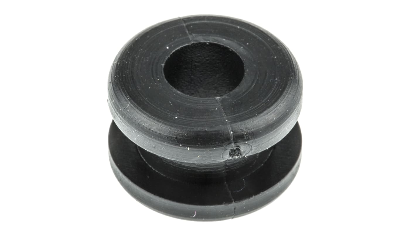 HellermannTyton Black PVC 10mm Cable Grommet for Maximum of 6mm Cable Dia.