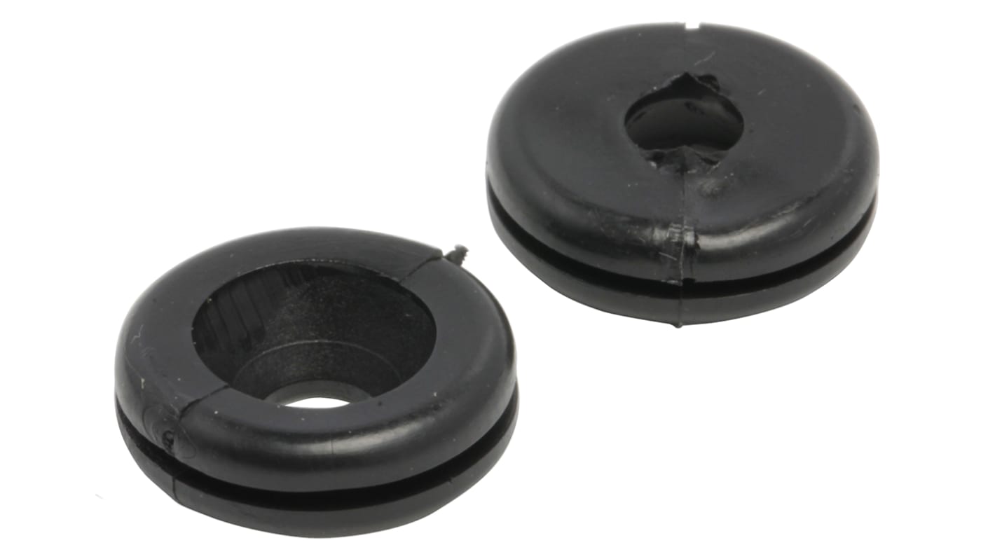 HellermannTyton Black PVC 9.5mm Cable Grommet for Maximum of 5mm Cable Dia.