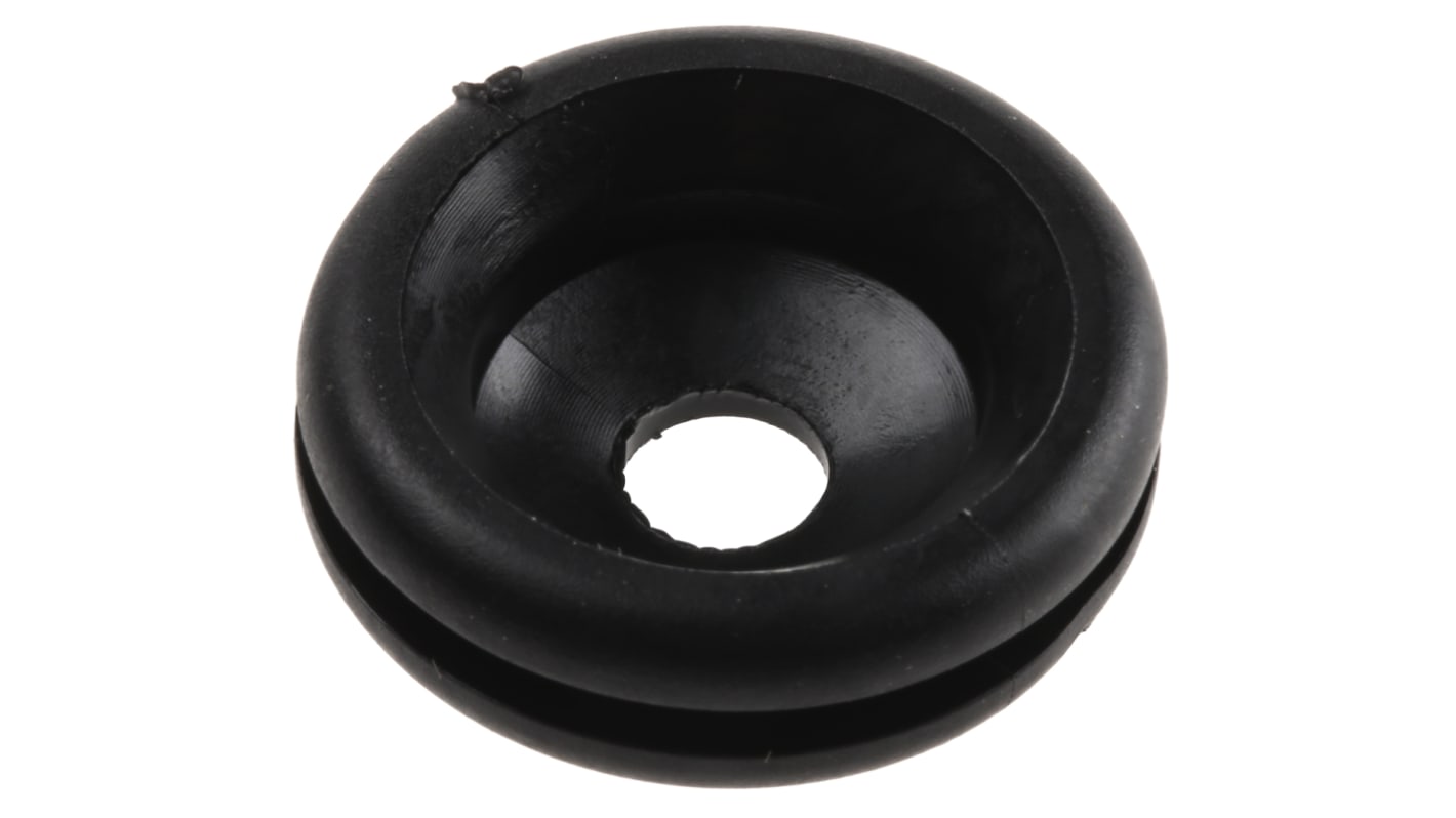 HellermannTyton Black PVC 18.5mm Cable Grommet for Maximum of 6mm Cable Dia.