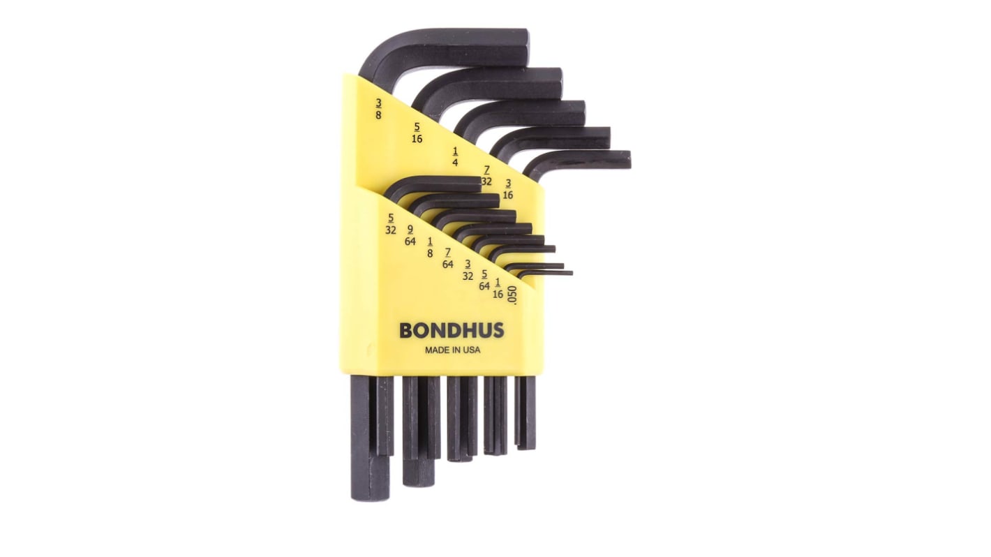 Bondhus 13 piece L Shape Imperial Hex Key Set, 0.05 → 3/8"