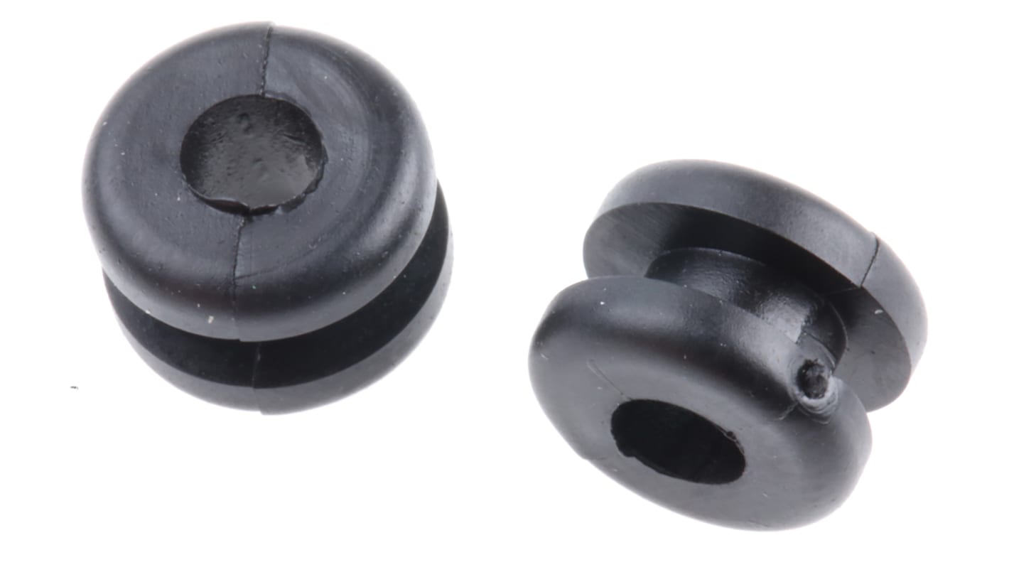 Kábelalátétgyűrű PVC Kábelgyűrű, 2.5mm Fekete, Ø: Maximum of 4mm 6.4mm